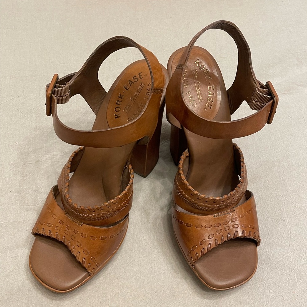 Kork-Ease Payton High Heel Platform Sandals Leather Cushioned Sole Size 10 EUC - Picture 7 of 9